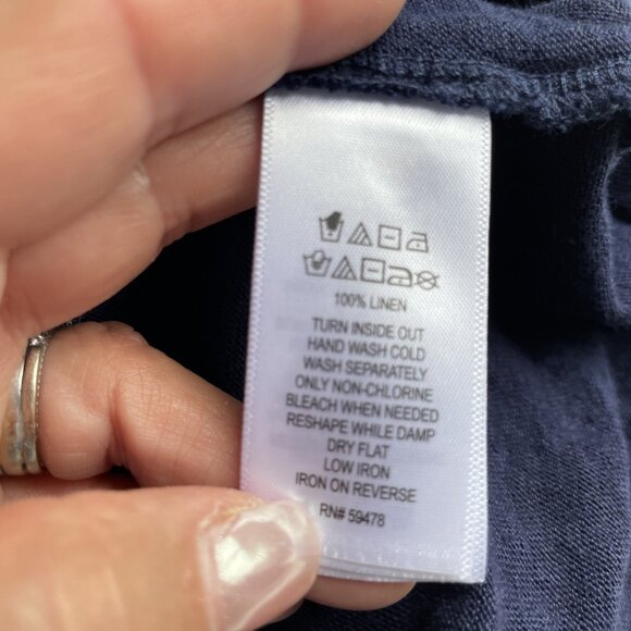 Cynthia Rowley 100% Linen Top Blouse Size L Blue Bell Sleeve Boho Lagenlook - Picture 6 of 8